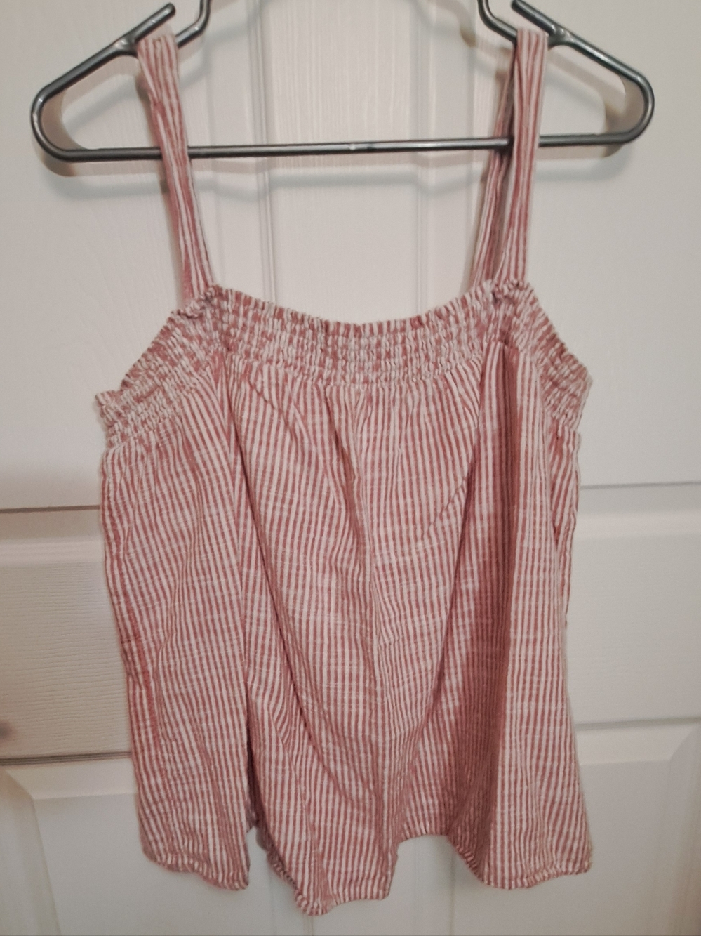 Striped Pink Old Navy Boho Casual Sleeveless Smocked Top XL 14/16 Summer Tanktop